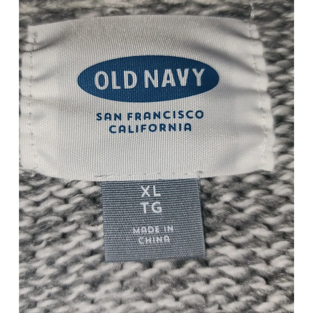 Old Navy Mens XL Gray Black Fair Isle Shawl Collar Button Cardigan Wool Blend